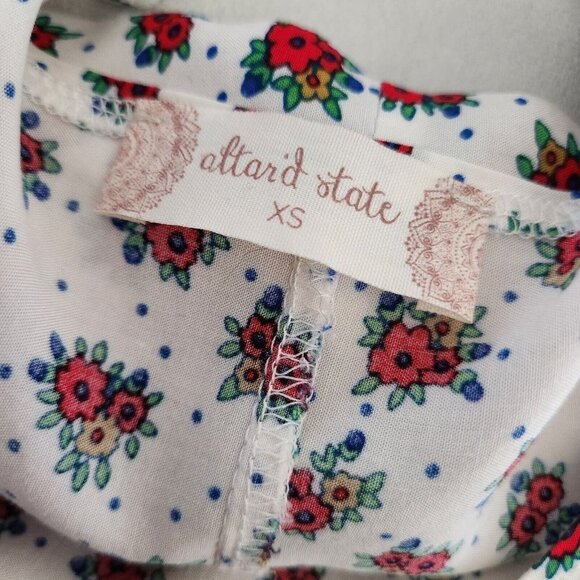 Altar'd State Women's XS Dress Floral White‎ Blue Flowy Statement Sleeves Boho - Picture 8 of 12